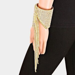 Gold Crystal Fringe Cuff Bracelet - Women's Jewelry